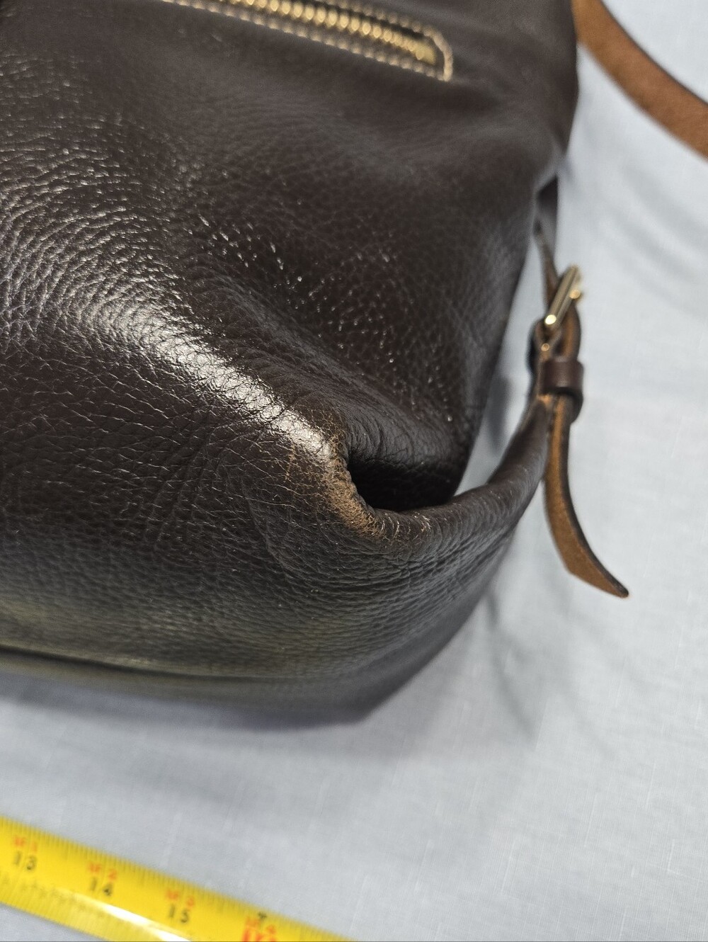 Dooney & Bourke Florentine Leather Hobo Shoulder Bag – Dark Brown Pebbled - Picture 9 of 17